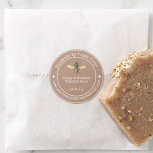 Handmade Soap Label Faux Kraft Paper Honey Bee