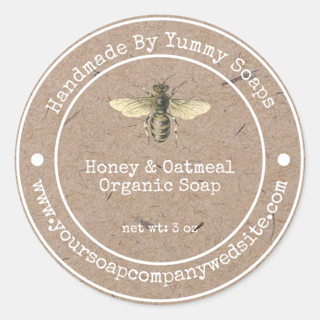 Handmade Soap Label |Faux Kraft Paper Honey Bee | Zazzle