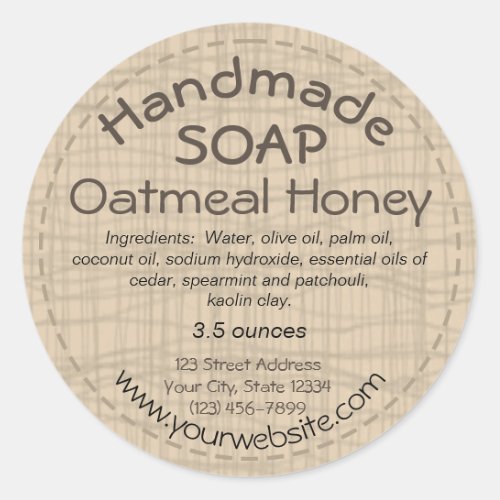 Handmade Soap Label Round Sticker Country Rustic