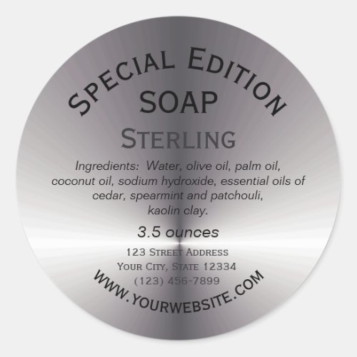 Handmade Soap Label Round Sticker Metallic Silver