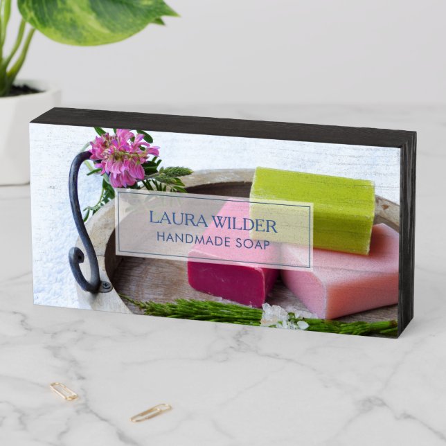 Handmade Soap Maker Business Wooden Box Sign (In Situ Horizontal)