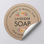 Handmade Soap Making Vintage Floral Rustic Kraft Classic Round Sticker<br><div class="desc">Handmade Soap Making Vintage Floral Rustic Kraft Stickers.</div>
