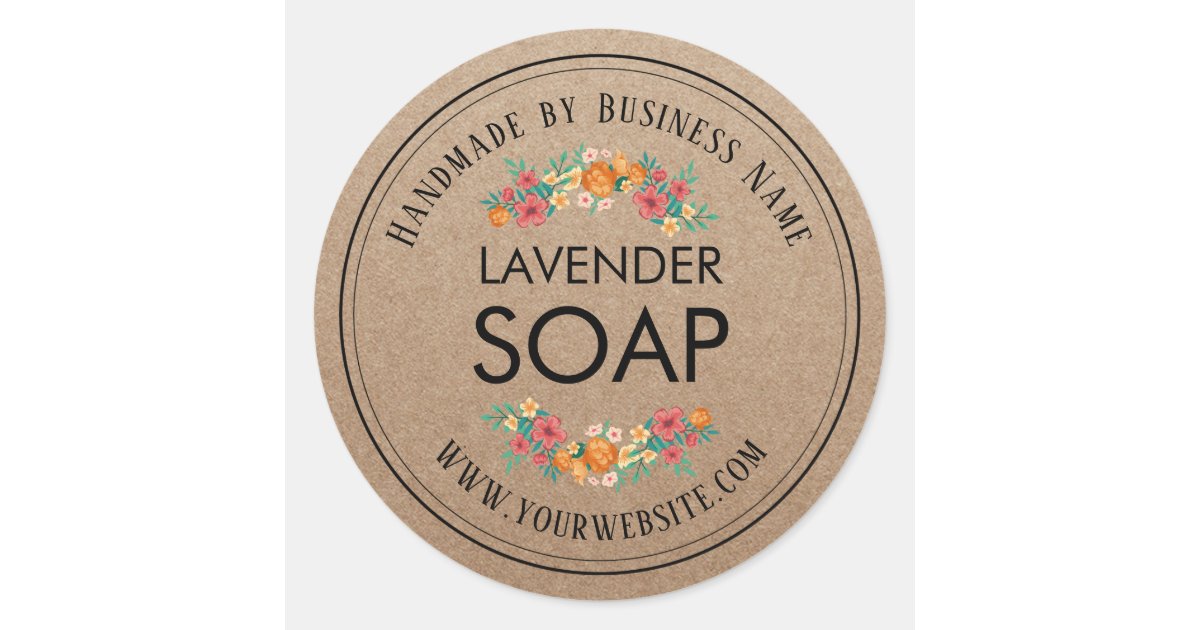 Handmade Soap Making Vintage Floral Rustic Kraft Classic Round Sticker