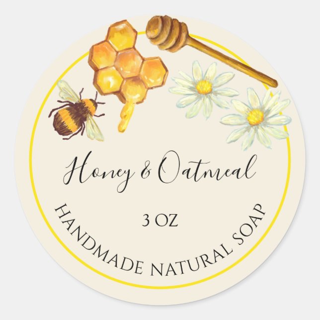 Handmade Soap Sticker Honey and Oatmeal (Front)