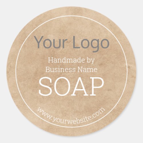 Handmade Soap Your Logo Rustic Kraft Paper  Classic Round Sticker