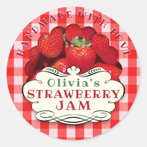 Handmade Strawberry Jam Classic Round Sticker