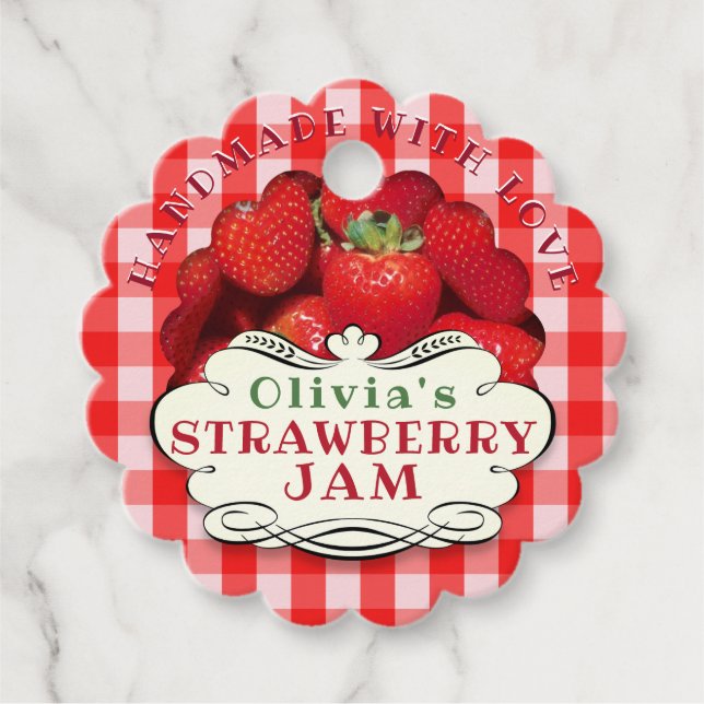 Handmade Strawberry Jam Favor Tags (Front)