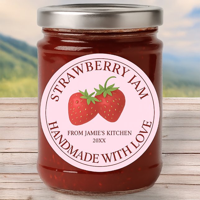 Handmade Strawberry Jam Label Sticker (Creator Uploaded)