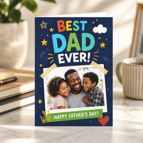 Handmade Style Best Dad Ever Father's Day Photo Card