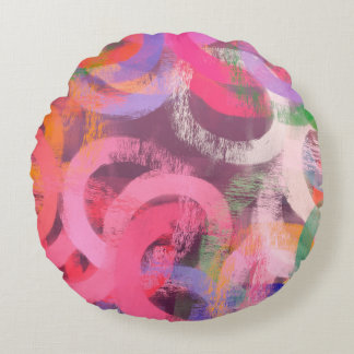 Handmade surreal abstract pattern. Modern artistic Round Pillow