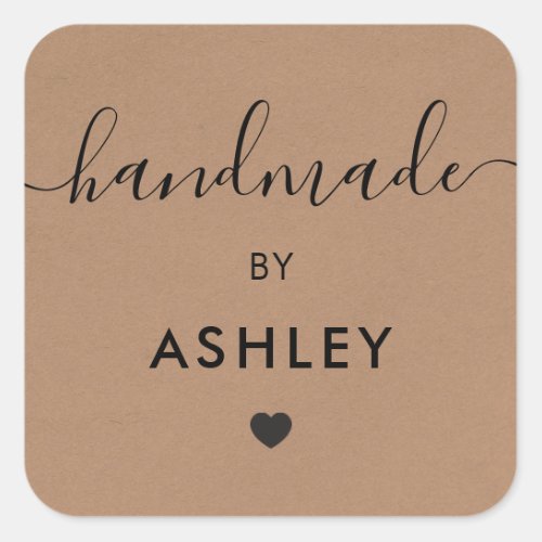 Handmade Tags Custom Craft Shop Gift Tag Kraft Square Sticker