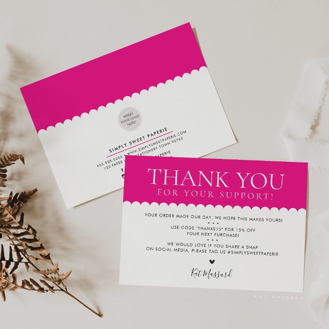 HANDMADE THANK YOU professional cute fuschia pink Card (Creator Uploaded)