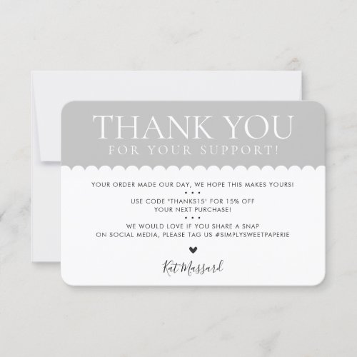 HANDMADE THANK YOU professional cute pale gray 