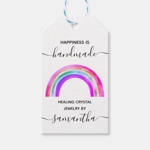 Handmade Vibrant Rainbow Editable Text Gift Tags