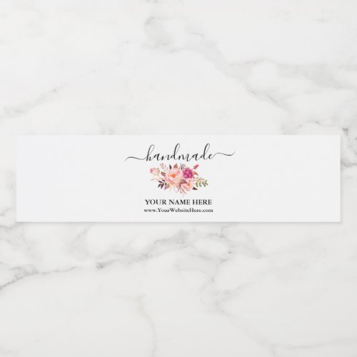 Handmade Watercolor Pink Floral Wraparound Label