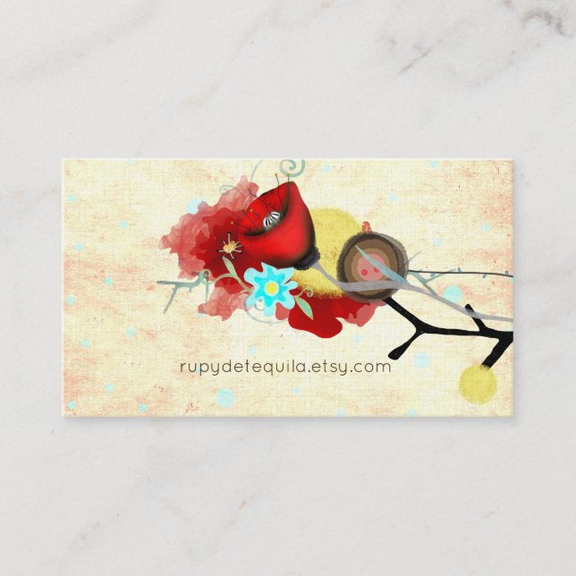 Handmade Watercolour Unique Flowers Business Card (Front)
