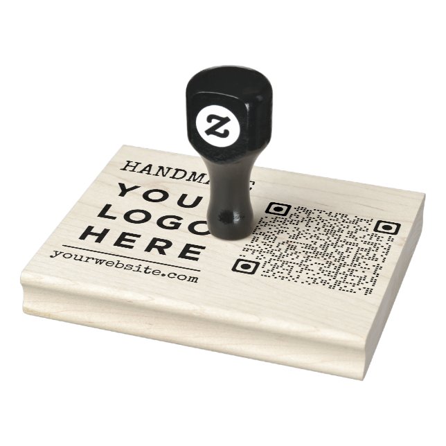 Handmade Website Business Logo Qr Code Custom Rubber Stamp (Stamp)