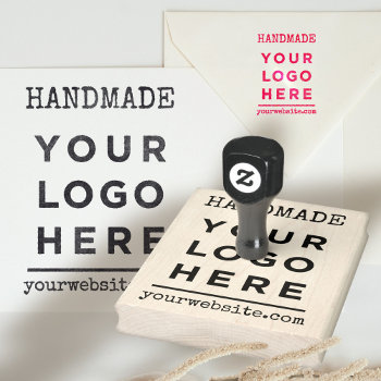 Handmade Website Your Business Logo Custom Rubber Stamp by SleekMinimalDesign at Zazzle