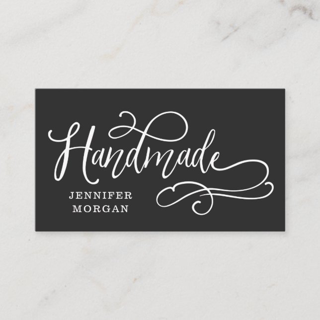 handmade whimsical script business card (Front)