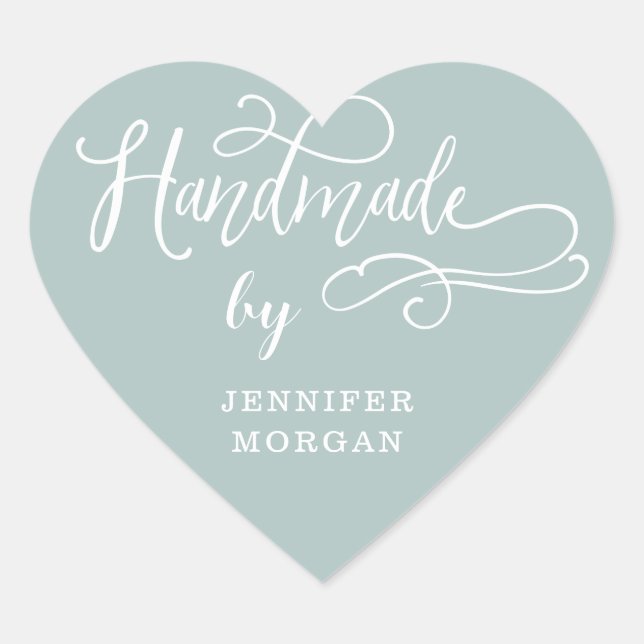 handmade whimsical script monogram heart sticker (Front)