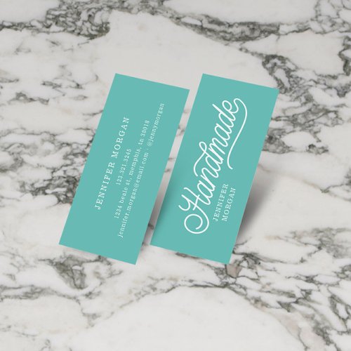 Handmade Whimsical Script Monogram Mini Business Card