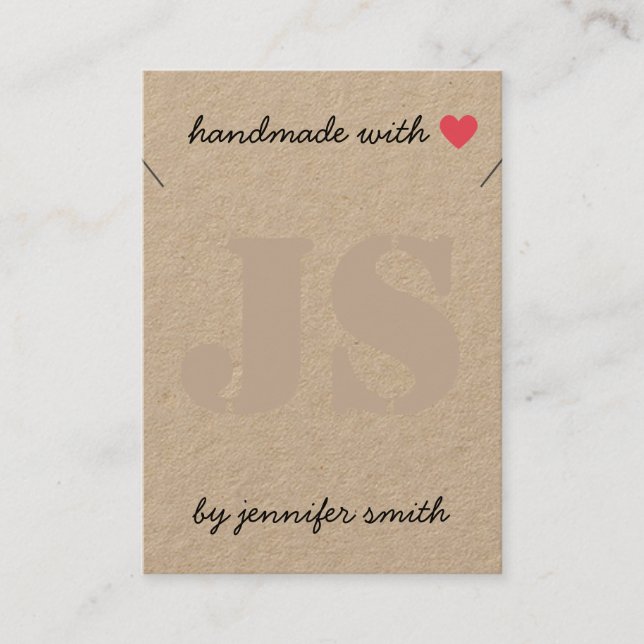 Handmade with Heart Necklace Display Card Holder (Front)