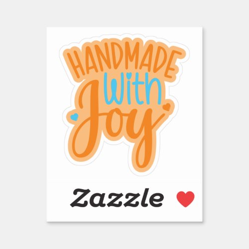 Handmade With Joy Quote Orange Aqua Business  Sticker