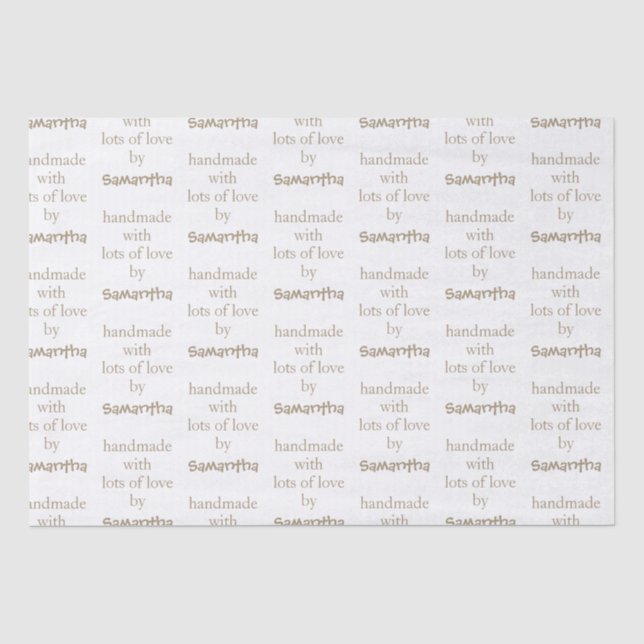 Handmade With Lots of Love by Name Champagne Gold Tissue Paper (Front)