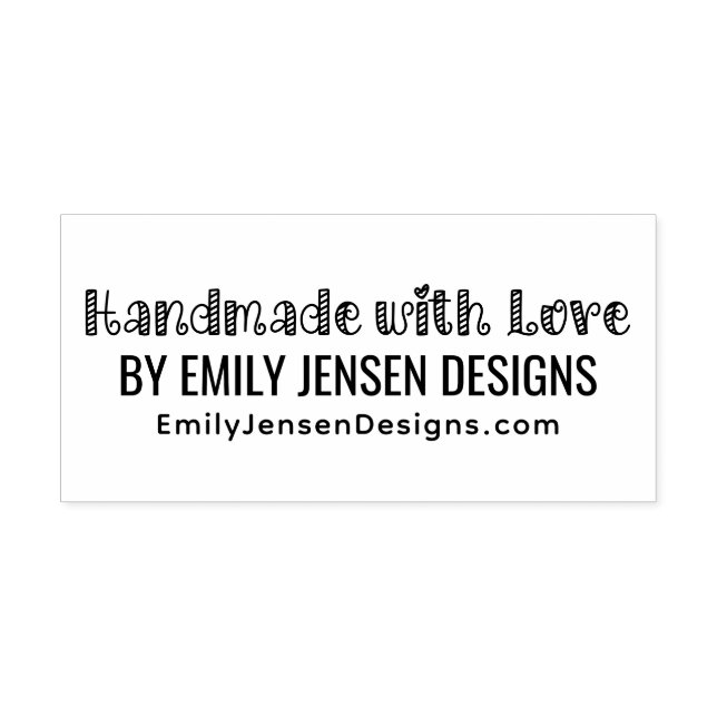 Handmade with Love #1 Business Name Website URL Self-inking Stamp (Design)