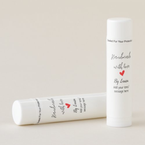 Handmade with love add name business message here lip balm