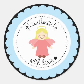 Handmade With Love Angel Stickers by stripedhope at Zazzle