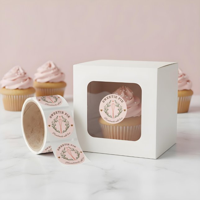 Handmade With Love Bakery Whisk Logo Classic Round Classic Round Sticker (Handmade With Love Bakery Whisk Logo Classic Round Classic Round Sticker)