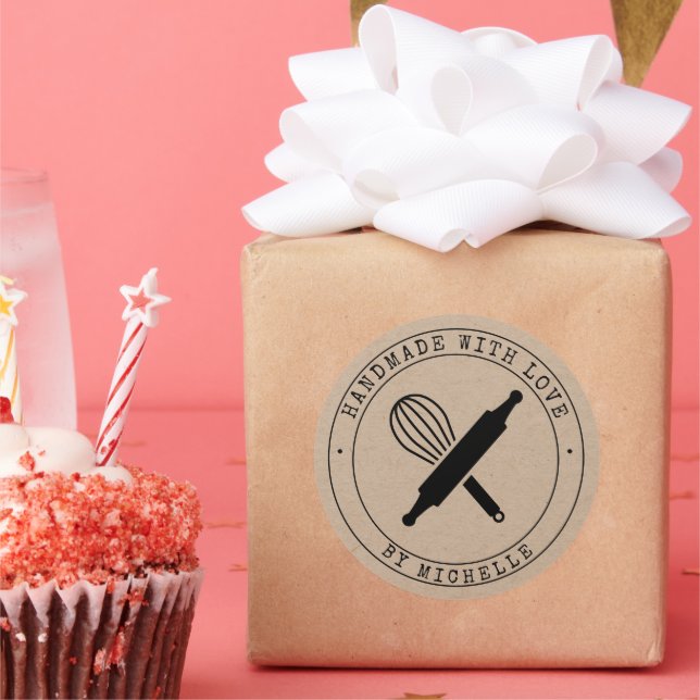 Handmade With Love baking Personalized Sticker (Party)