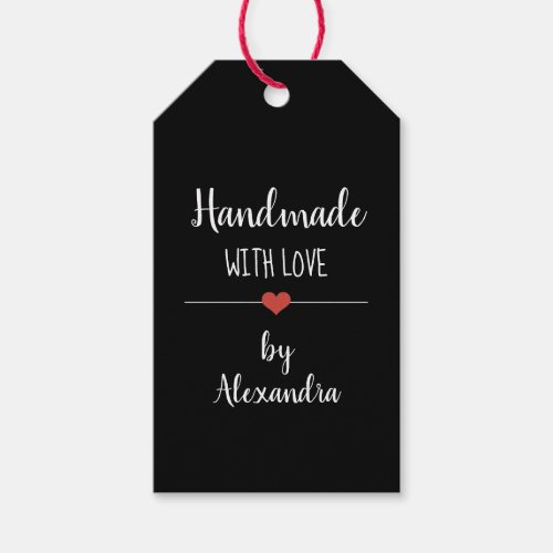 Handmade with love black gift tags