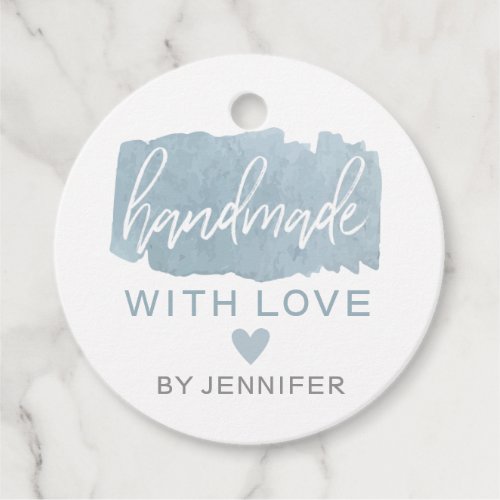 Handmade With Love Blue and Gray Favor Tags