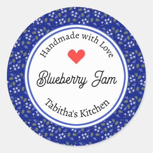 Handmade with Love Blueberry Jam Muffin Custom Classic Round Sticker