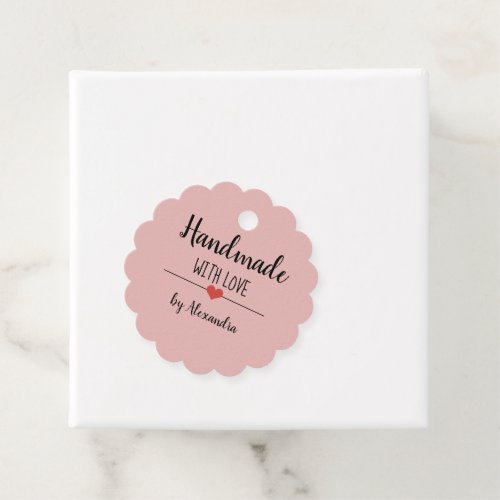 Handmade with love blush pink script    favor tags