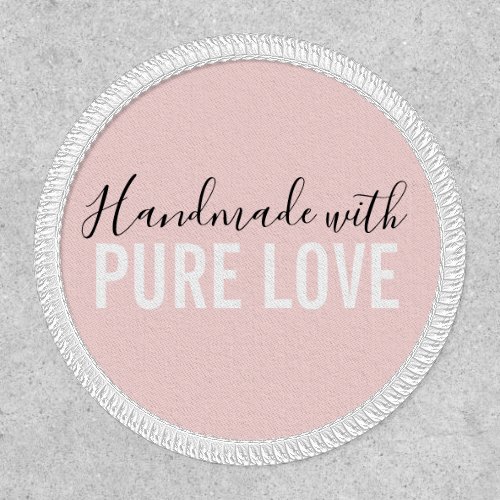Handmade with love blush pink typography script patch