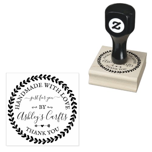 Handmade with Love boho rustic Thank you for you Rubber Stamp