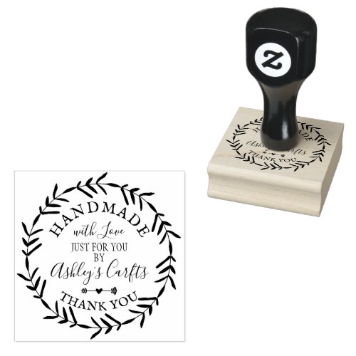Handmade with Love boho rustic Thank you for you Rubber Stamp