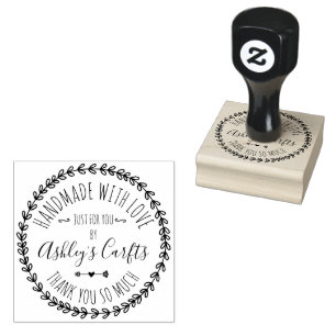 Handmade with Love boho rustic Thank you Rubber St Rubber Stamp
