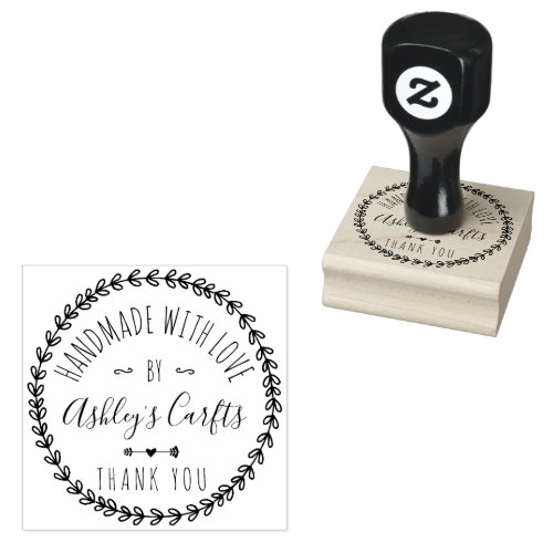 Handmade with Love boho rustic Thank you Rubber Stamp