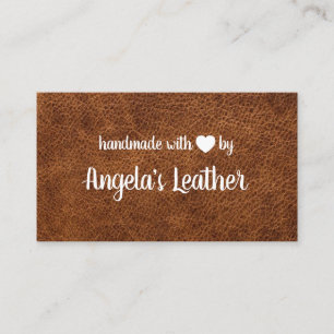 Handmade with Love Brown Leather Business Card