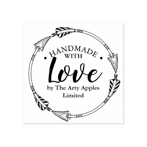 handmade with love business envelope arrow rubber stamp