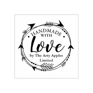 Hand Made With Love  within an oval border rubber stamp Q5742 