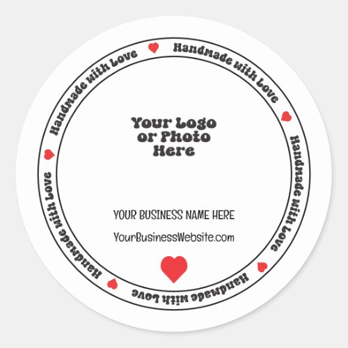 Handmade with Love Business Insert _ Red Heart Classic Round Sticker