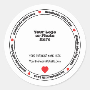 Handmade with Love Business Insert - Red Heart Classic Round Sticker