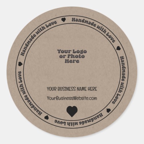 Handmade with Love Business Kraft Paper  Classic Round Sticker