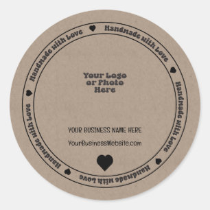 Handmade with Love Business Kraft Paper  Classic Round Sticker
