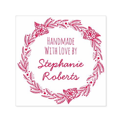 Handmade With Love by Custom Name Crafts Label Self_inking Stamp